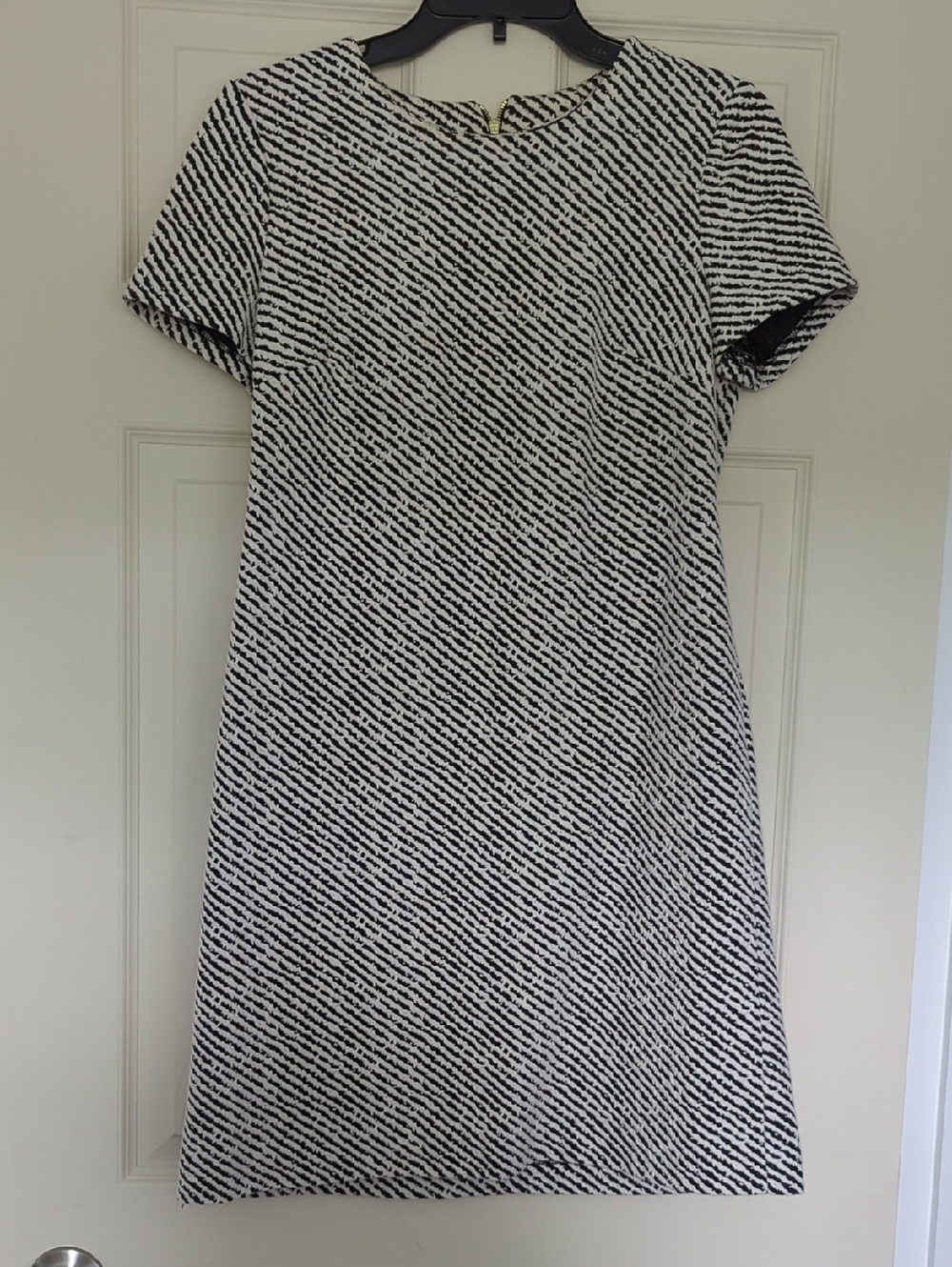 Calvin Klein Black and White Diagonal Stripe Mini Dress